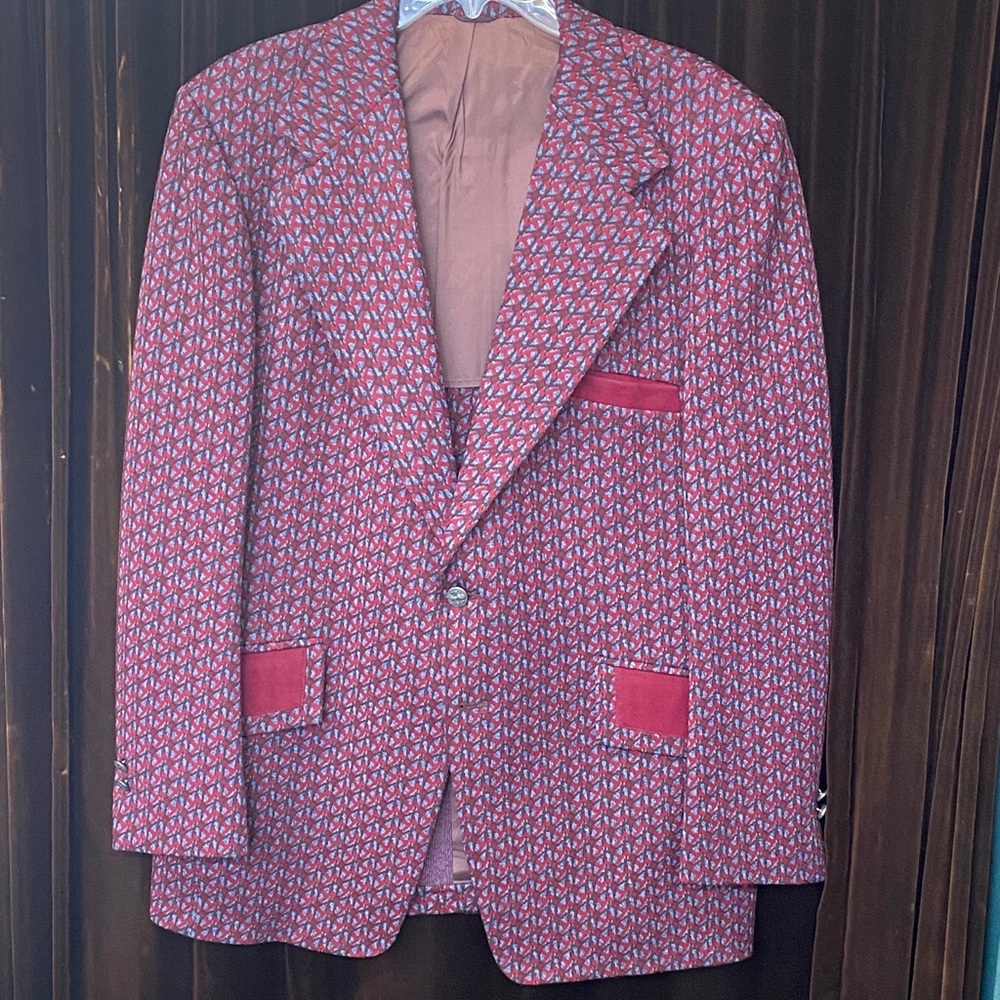 Madison Park Vintage 1970’s Maroon Patterned Blazer